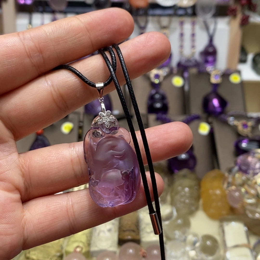 紫晶吊坠(赠链)银S925镶嵌紫水晶九尾狐吊坠