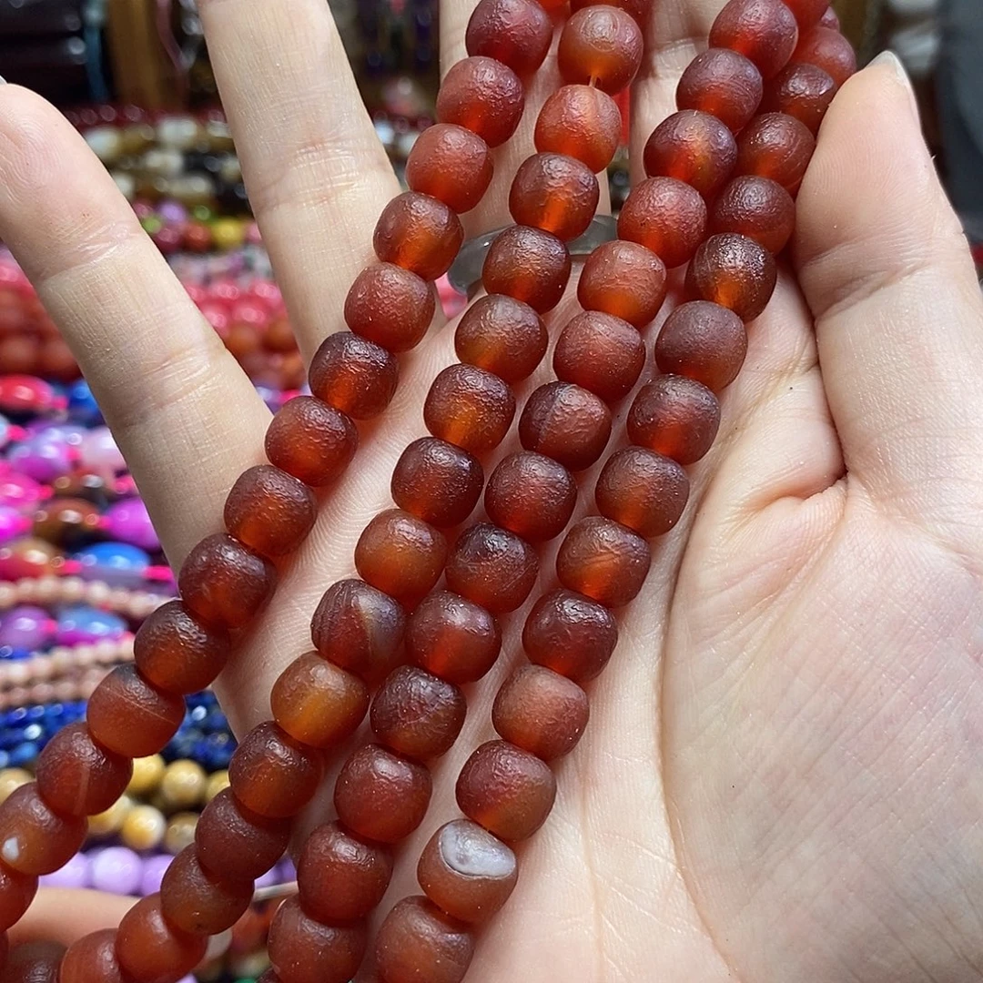 玛瑙/玉髓未镶嵌珠宝半成品橘皮老型一条卡10mm