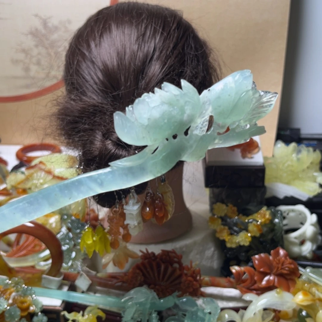 【闪购商品】蛇纹石玉合金发饰