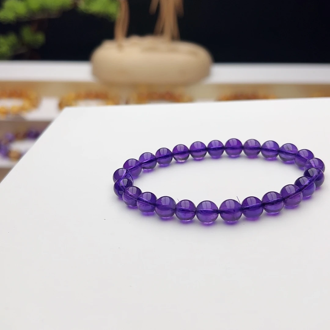 手链水晶未镶嵌乌拉圭紫水晶7.9mm