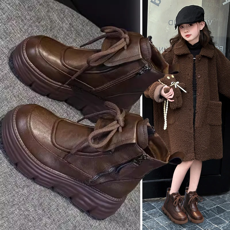 女童马丁靴2025秋冬季新款儿童靴子洋气公主加绒短靴中大童小女孩