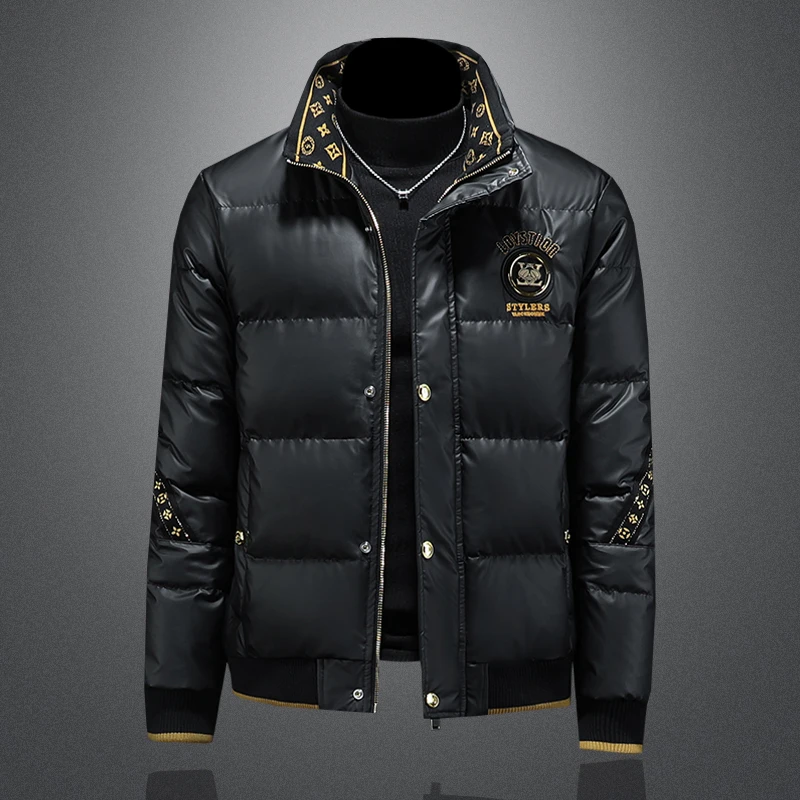 欧洲站高端潮流立领加厚白鸭绒男士羽绒服冬季2025新款保暖外套男