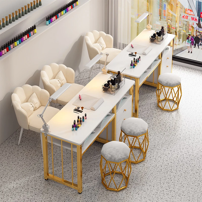 美甲桌椅套装2025新款经济型单人工作台双人轻奢高级感网红美甲台