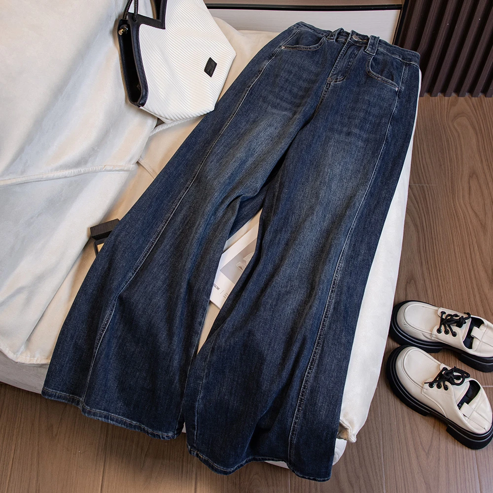 2025早秋新款百搭显瘦气质大码微喇不贴腿女牛仔裤