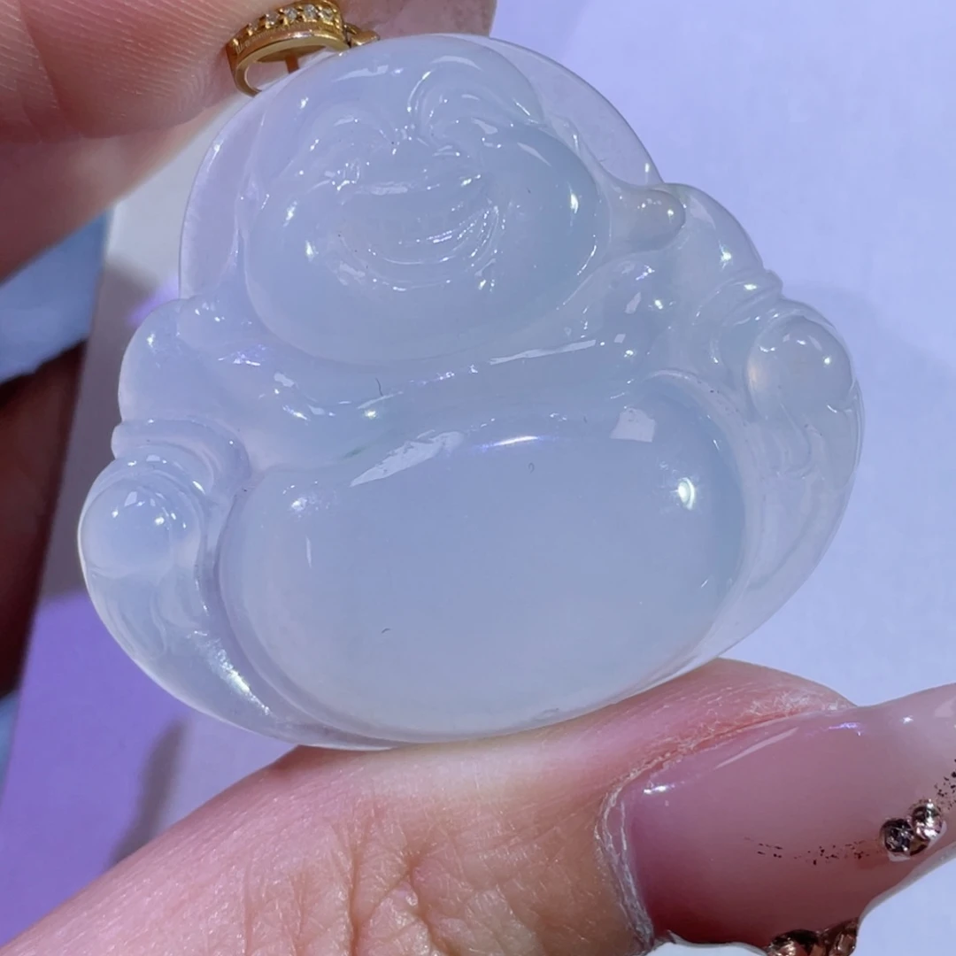翡翠颈饰18K金镶嵌佛公
