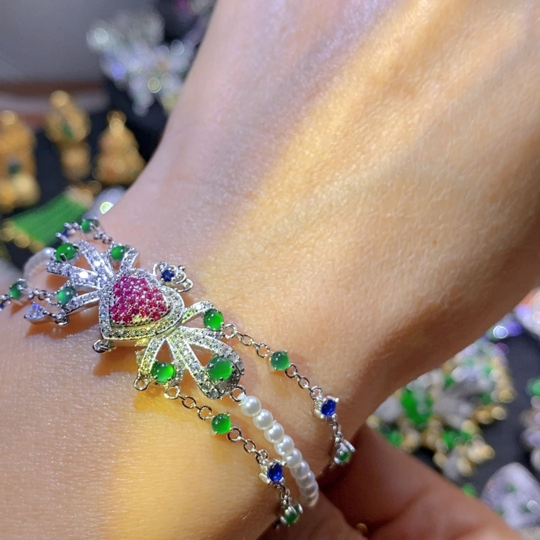 吊坠(不含链)银S925镶嵌翡翠