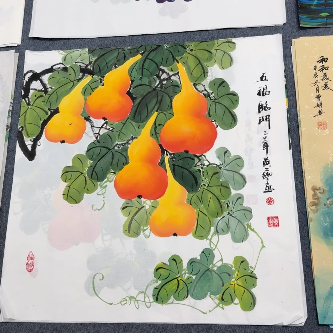 重***九国画四尺对开35X140纯手绘作品