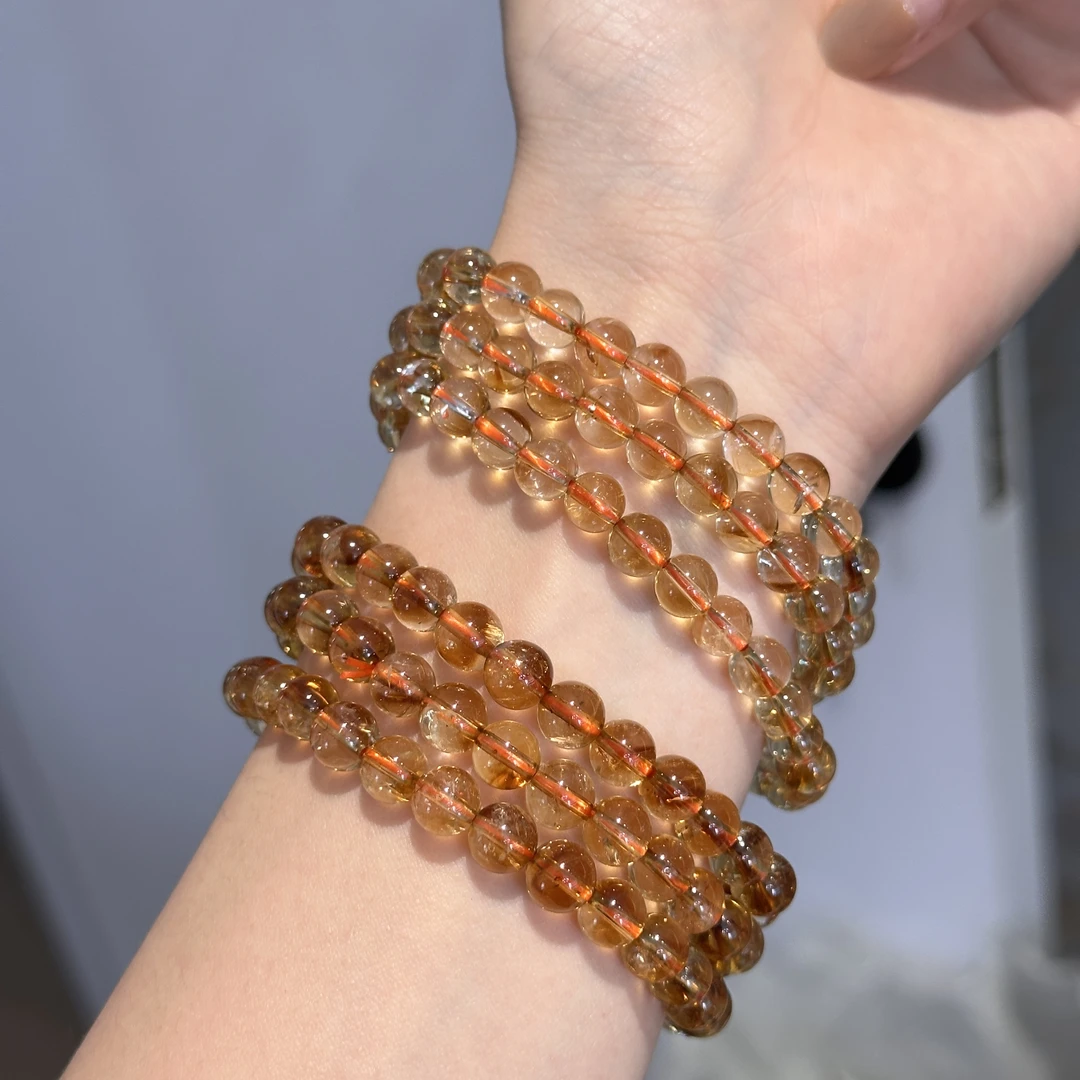 天然黄水晶多圈手串 多样性发其一H152