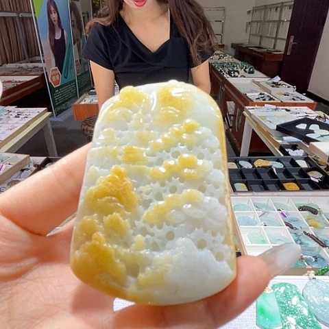 翡翠未镶嵌颈饰一个