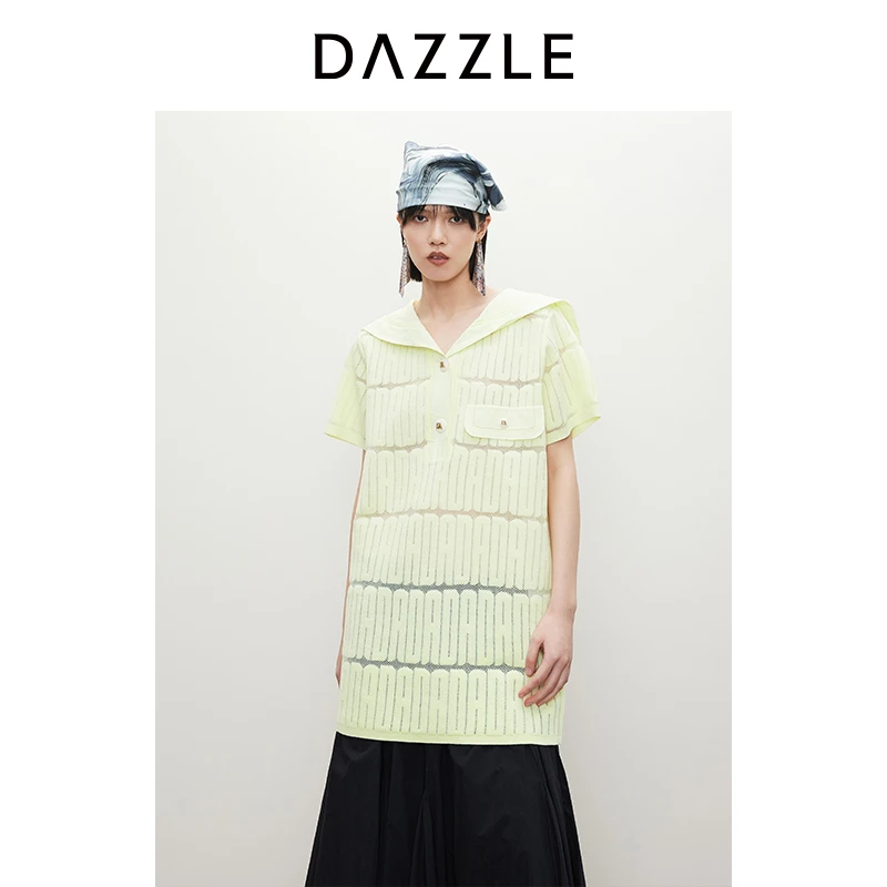 DAZZLE地素 连衣裙24夏新款四季针织海军领毛衣短裙套装2I2E602
