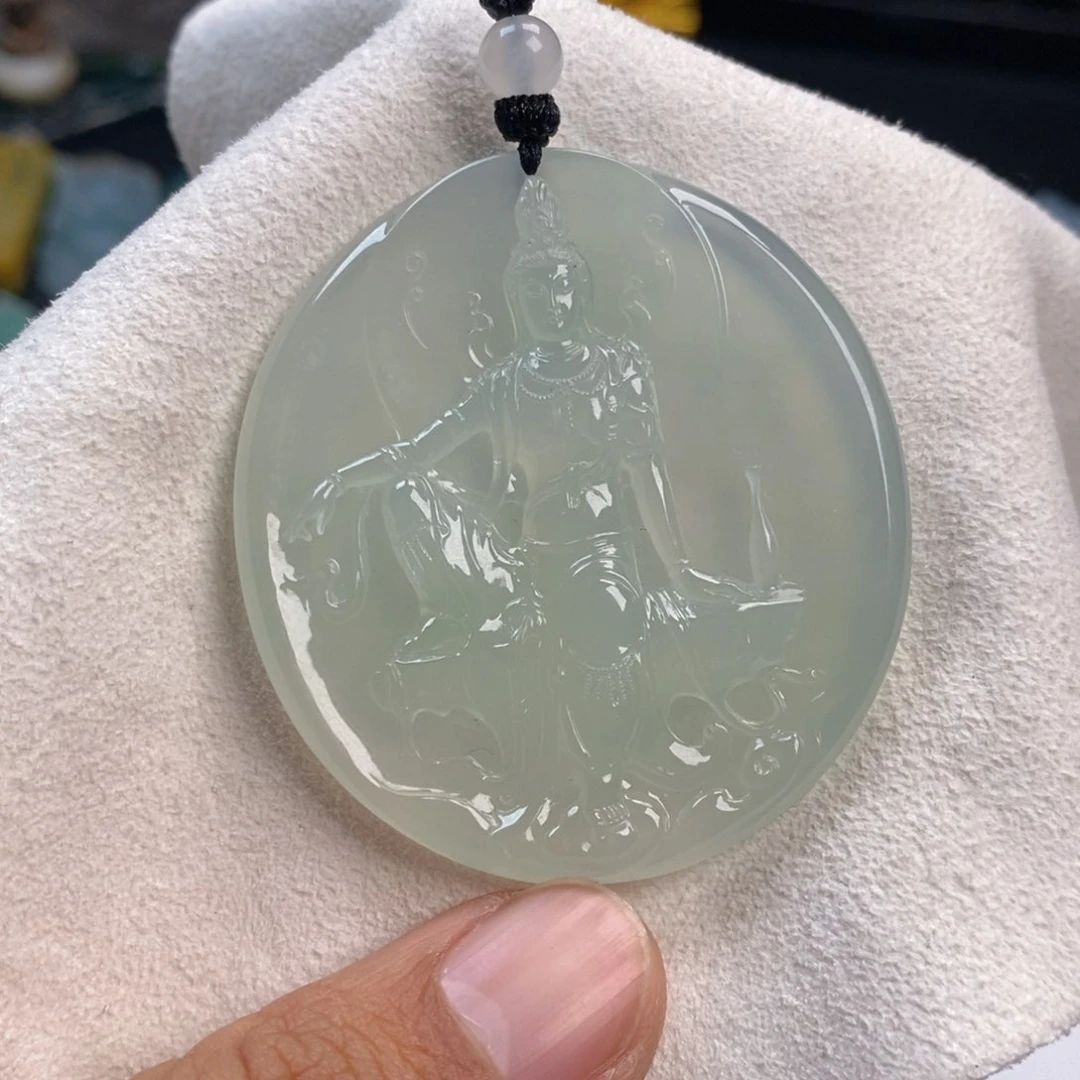 翡翠颈饰未镶嵌嗨*天然翡翠水月观音