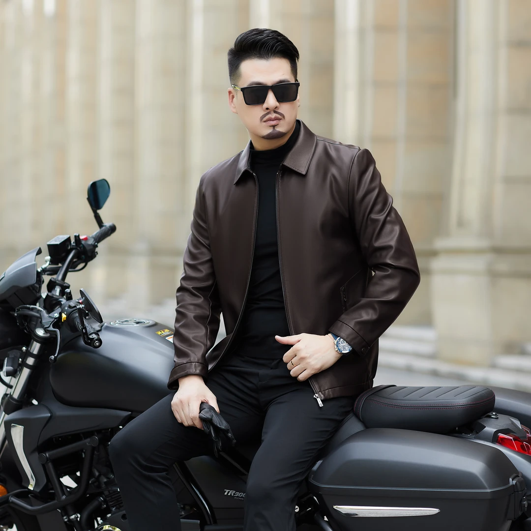 【海宁】男士新款真皮休闲商务百搭高档皮衣春秋外套