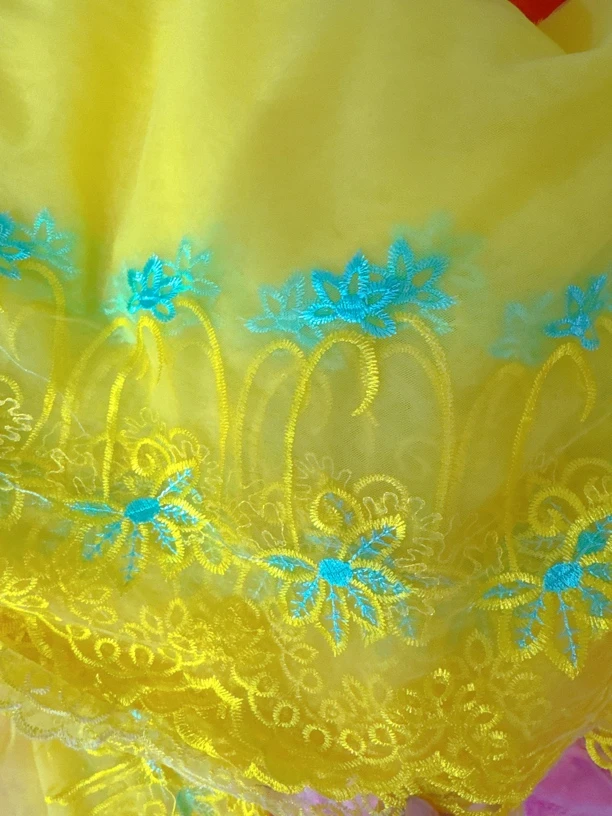 亮黄色刺绣网纱花边宽 50 长 3 米