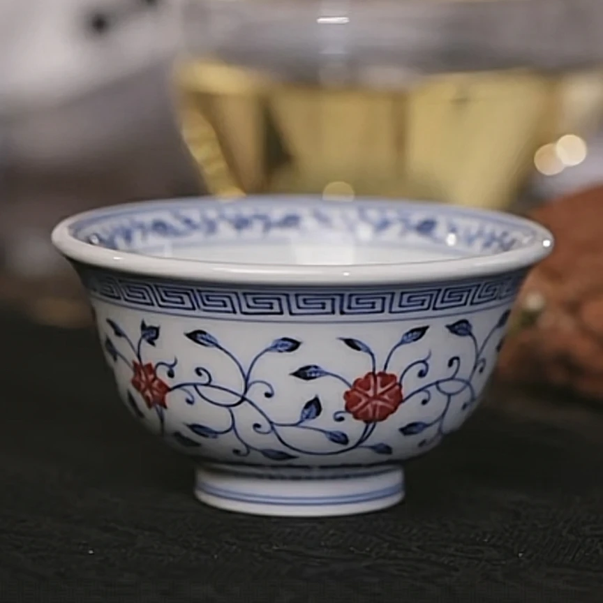 【黄老邪真选】片云晚谷｜青花釉里红缠枝小压手杯茶杯茶具陶瓷