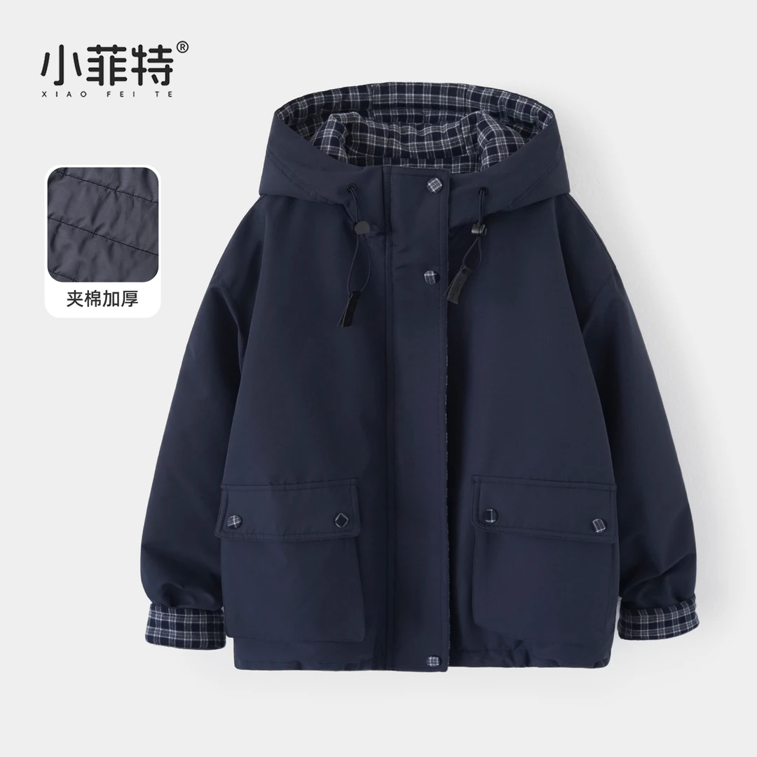 小菲特女童冬加厚连帽外套中大童休闲上衣儿童保暖派克YNYD56334