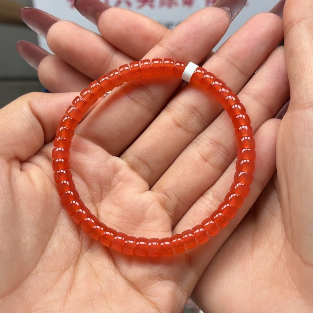 南红玛瑙未镶嵌手串原矿保山南红小庄冰红直切手串卡5.5