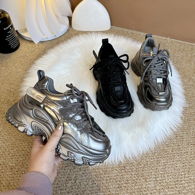 厚底加绒老爹鞋女时尚软底2025秋冬新款舒适小个子增高显瘦运动鞋