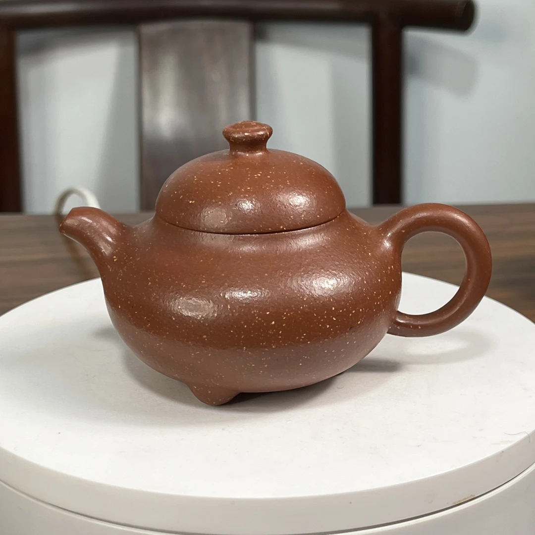 三足乳瓢壶 红清水调砂 半手工严老师作150毫升微暇 紫砂壶