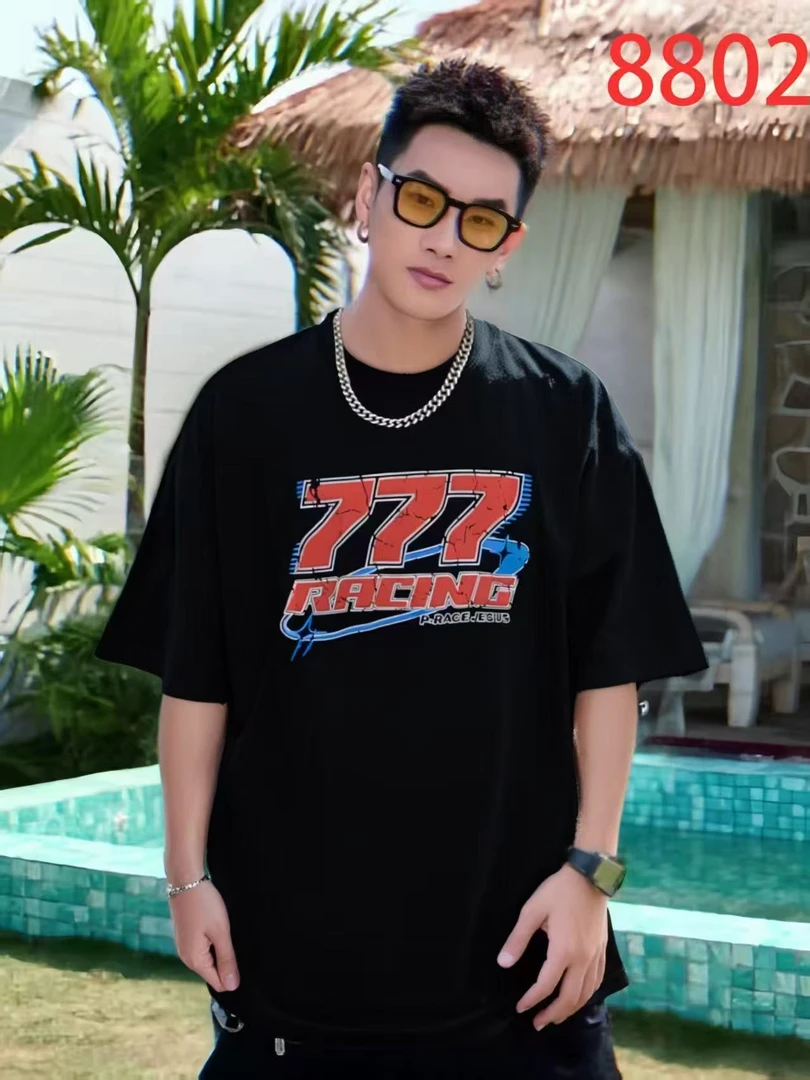 8802爆款短袖T恤男女同款情侣夏季宽松重磅纯棉