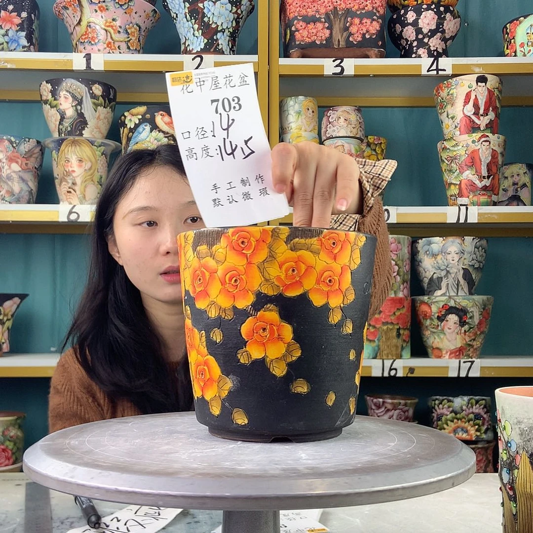 陶景德镇手工花盆703