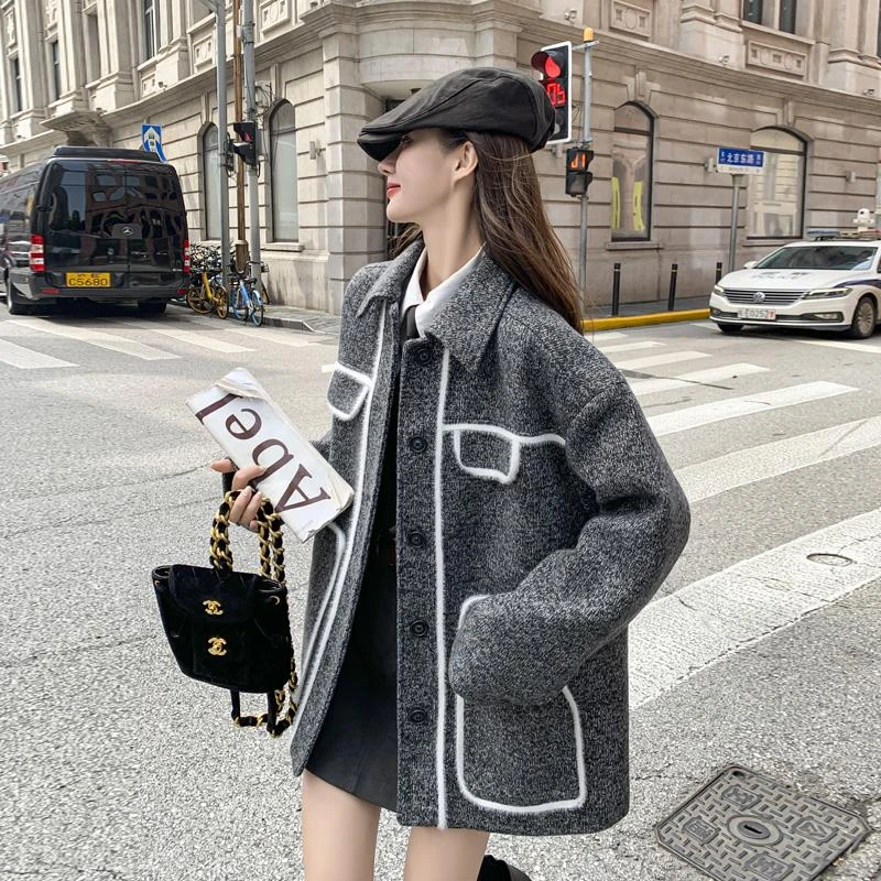 紫雨琪呢外套女秋冬2025新款气质高级感夹棉加厚小个小个子