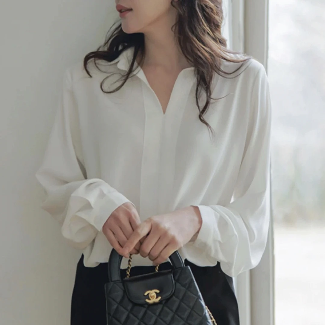 597  极简风简约复古纯色高级感长袖衬衫（K15）