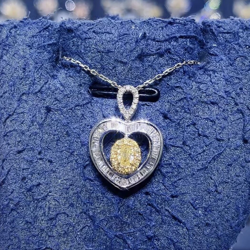 【蒂凡妮珠宝】18k金黄钻钻石爱心吊坠 {不配链}  源头工厂价