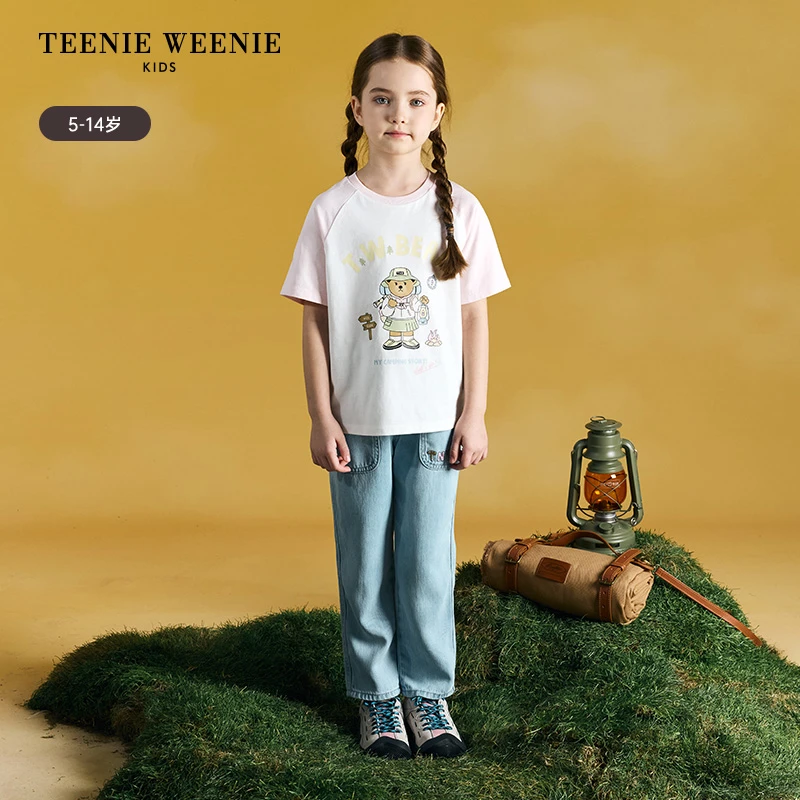 TeenieWeenieKids25年夏女童插肩袖印花短袖T恤打底衫TKRA252351K
