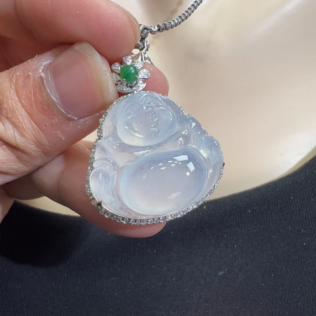 翡翠吊坠(不含链)18K金镶嵌