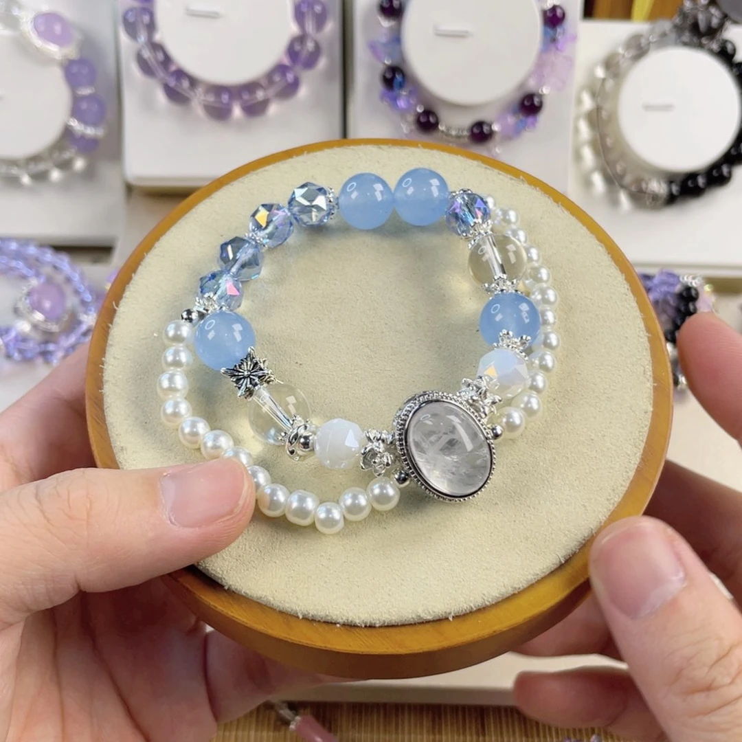 水晶手串银S925镶嵌我是一只小小鸟