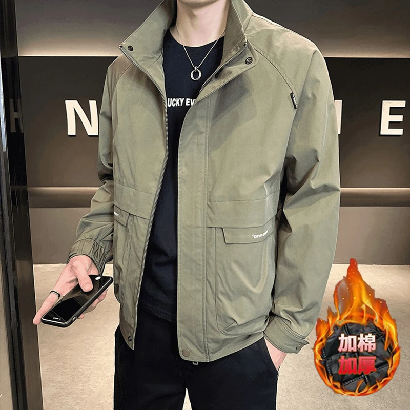 加棉加厚夹克男高级感外套2025秋冬休闲百搭春秋帅气工装上衣服潮