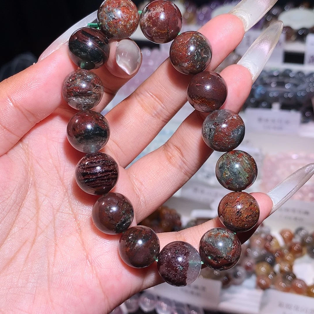 未镶嵌手串水晶（红绿千层莫奈幽灵14.6）