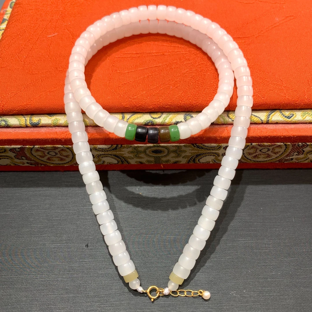 18K金和田玉白玉五行直切项链（柔光）