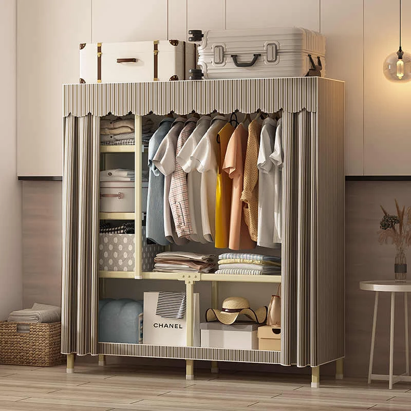 免安装折叠衣柜家用卧室出租房简易布衣柜全钢架加粗加厚结实耐用