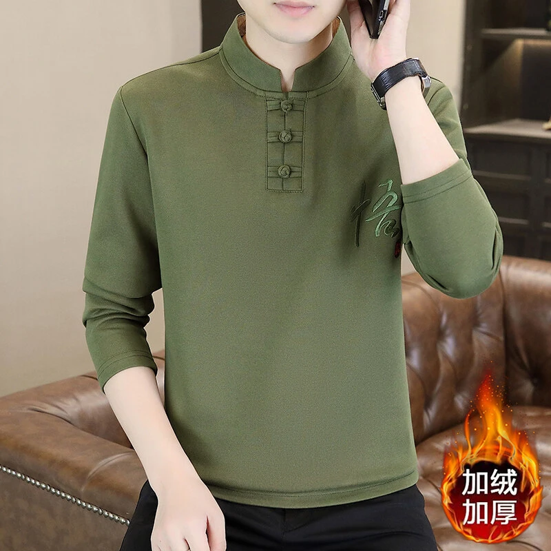 国风盘扣卫衣男士春秋冬季新款时尚刺绣套头衫百搭潮流男休闲上衣