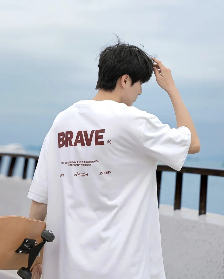 美式夏季重磅纯棉半袖时尚高街宽松设计感简约休闲潮牌ins短袖T恤