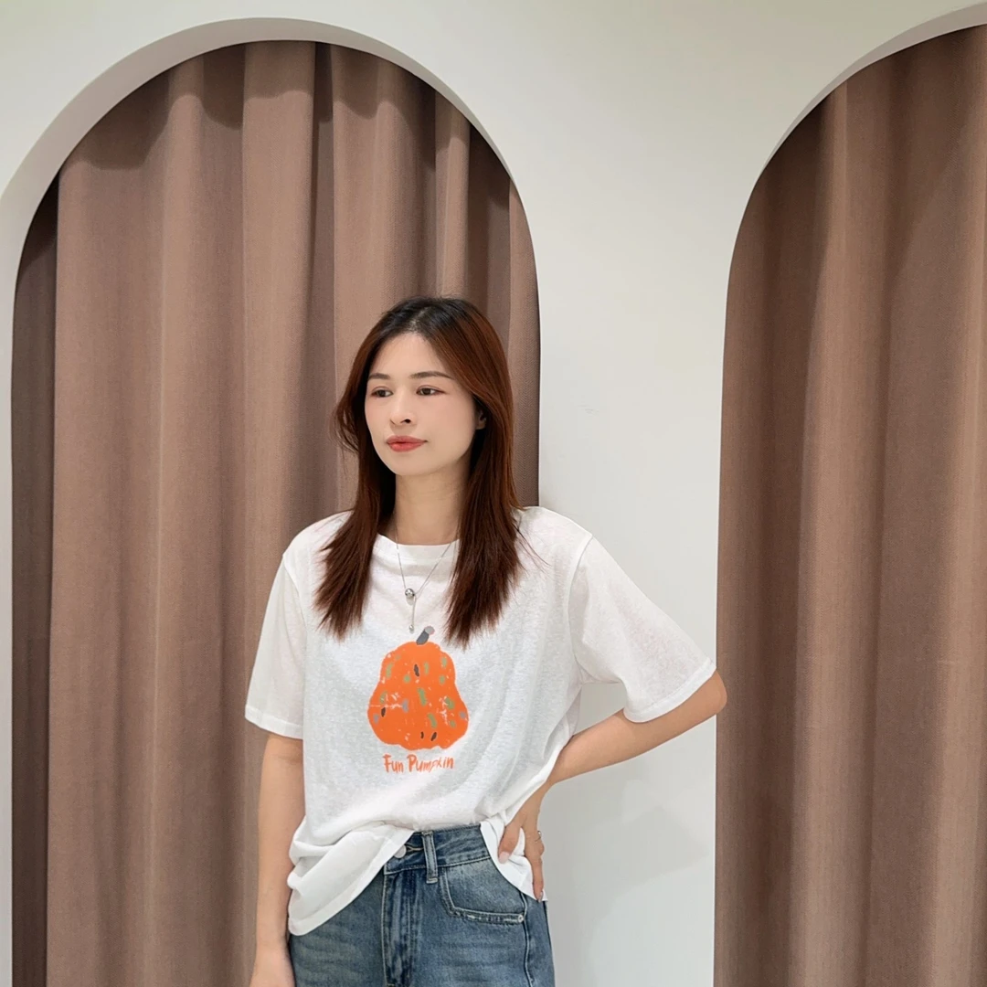 萱萱【南瓜短袖】百搭宽松圆领短袖613873 051005