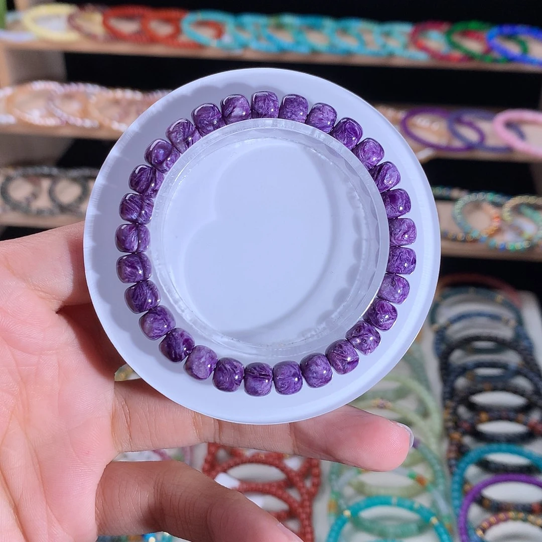 未镶嵌查罗石手串多***晴精工老型直切紫龙晶7.5mm