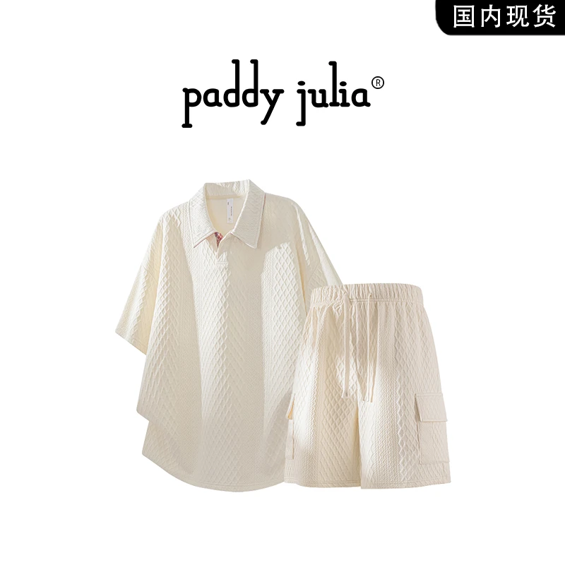 Paddy julia短袖套装夏季翻领凉感透气大码休闲宽松休闲服两件套