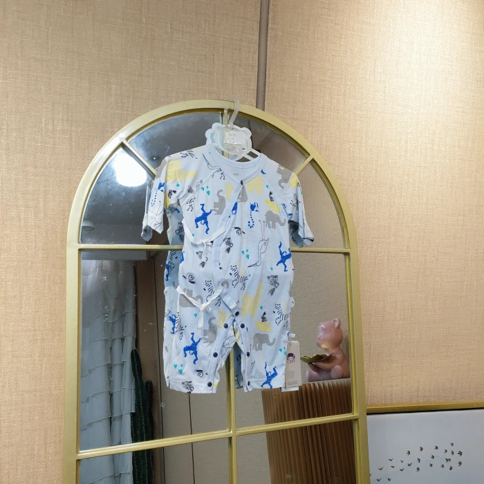 AU192    宝宝蓝色拼接长袖连体衣