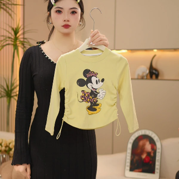 【米拉】女童米奇卡通打底衫春季2025新款中大童宽松上衣