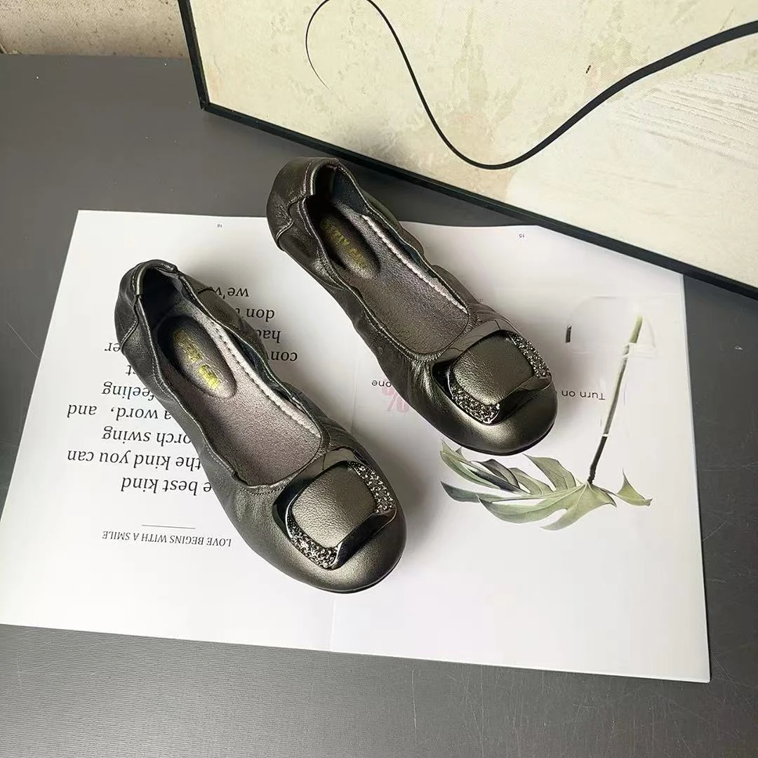 C2568新款圆头大扣舒适百搭软底跳舞鞋仓