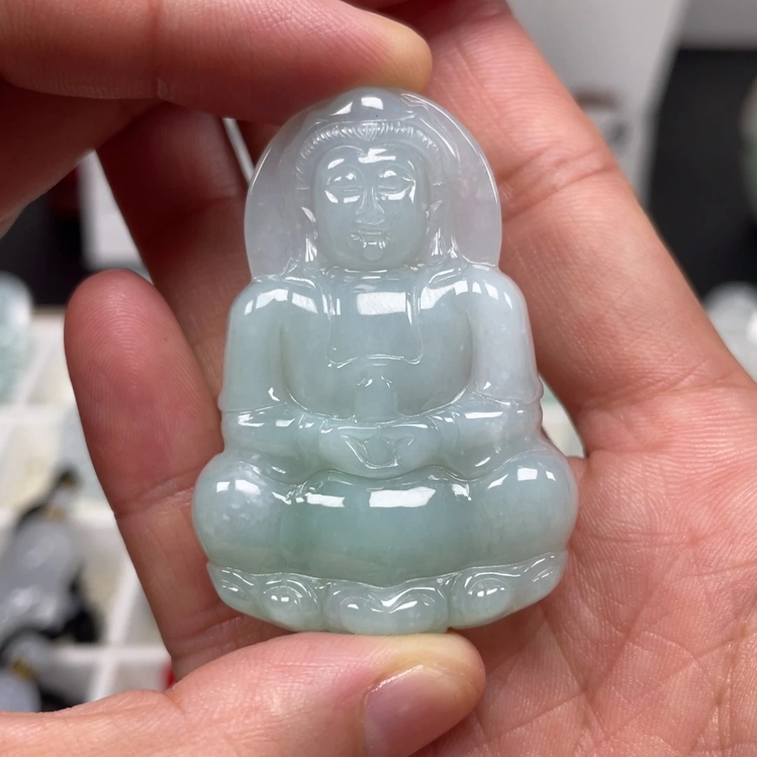 翡翠未镶嵌颈饰 天然翡翠A货观音62号