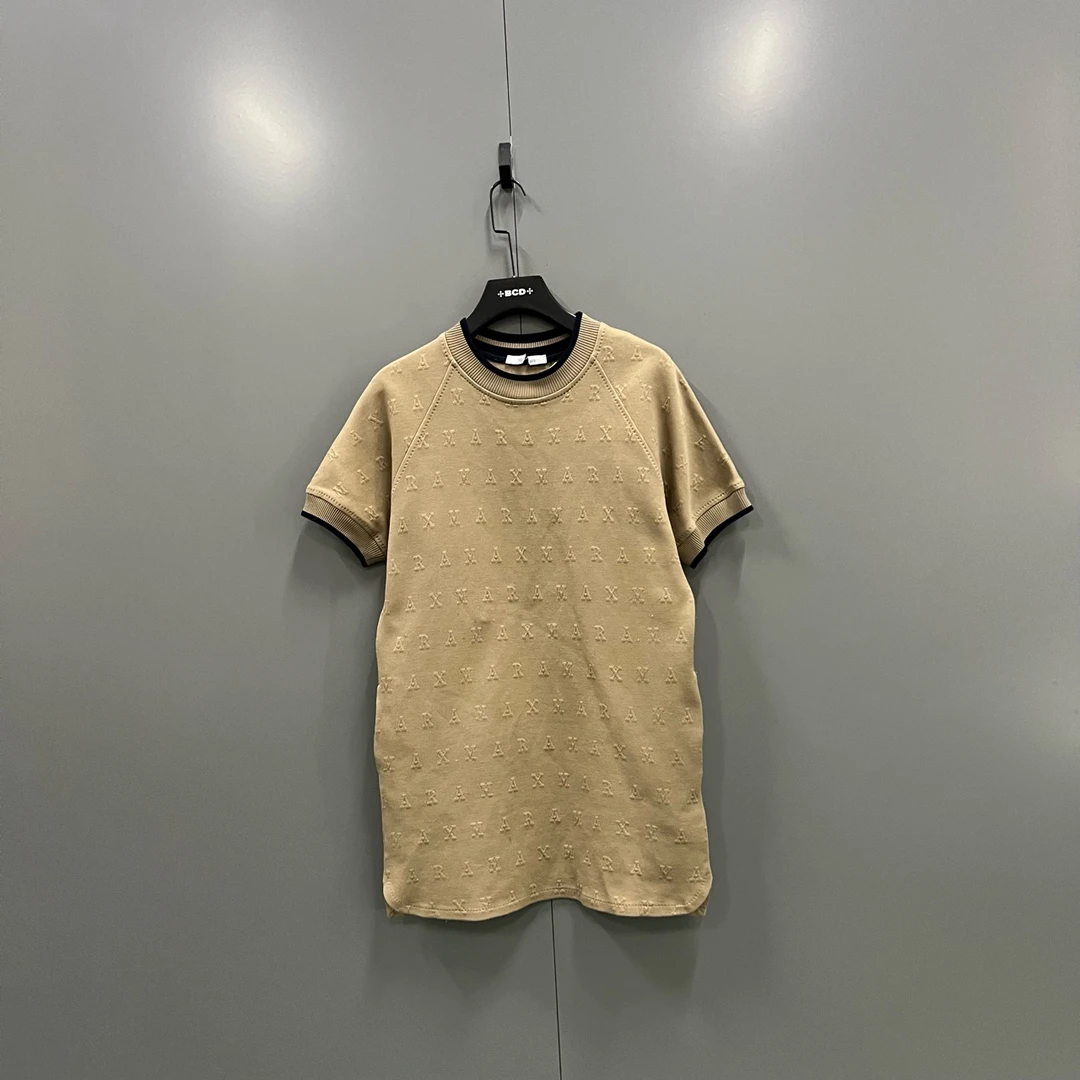 99新 MaxMara tt9 棕色提花圆领A字连衣裙 38码 604842