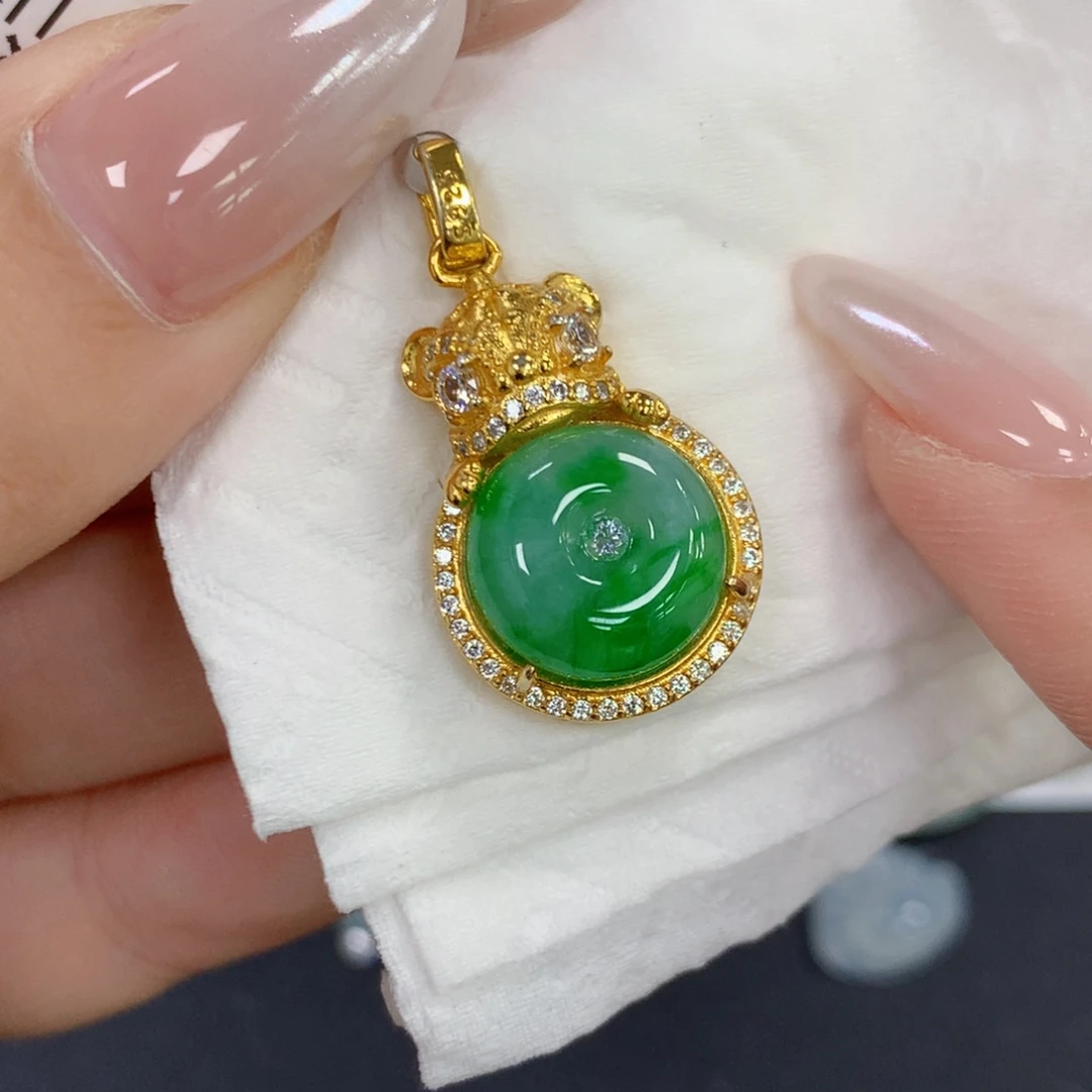 颈饰银S925镶嵌翡翠