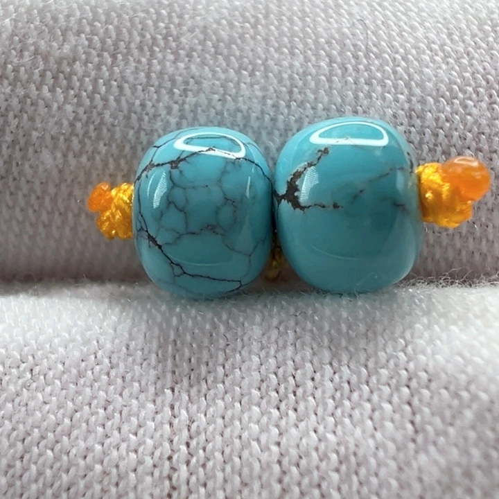 绿松石未镶嵌老型对珠6.8