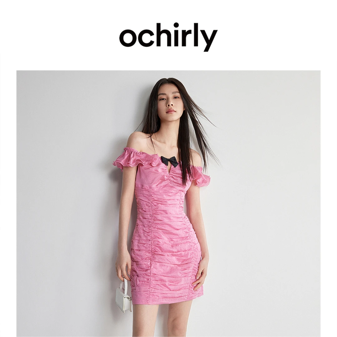 【达人】莱赛尔一字肩连衣裙 欧时力新款夏装法式礼服宫廷风