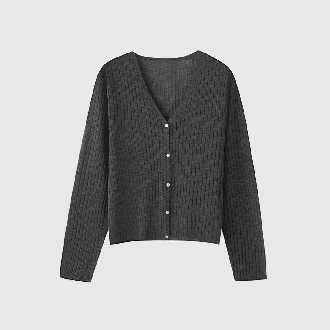 2025夏季新款v领针织开衫长袖清凉透气时尚百搭