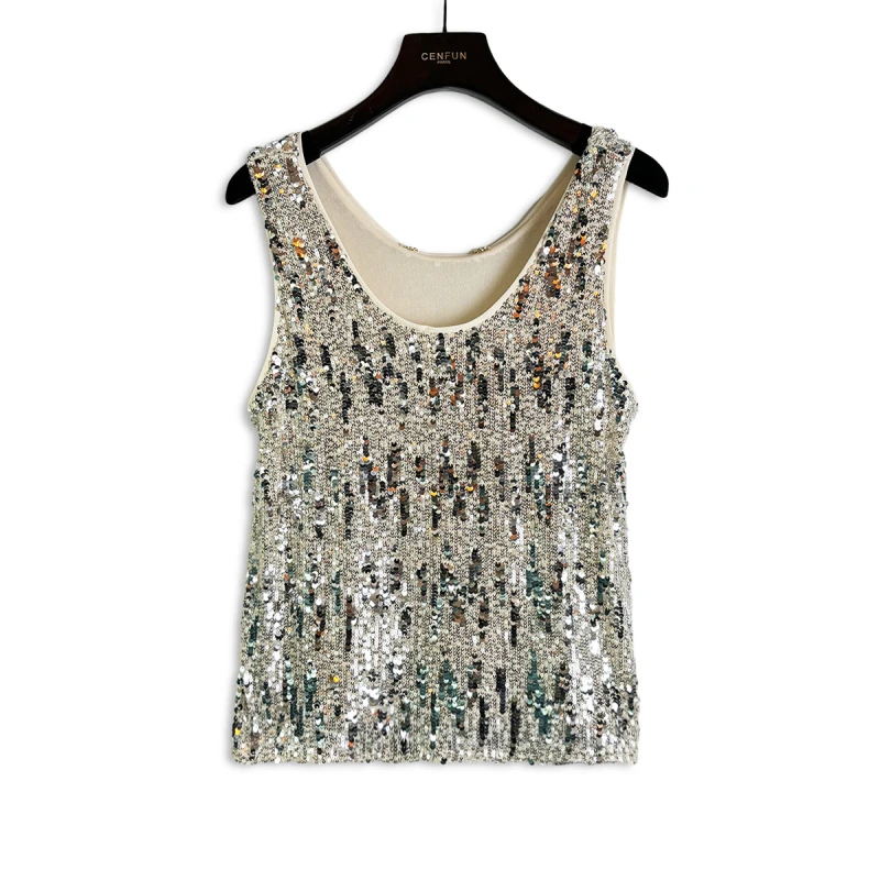 282*2025春夏米白甜美轻奢高定吊带背心AY005