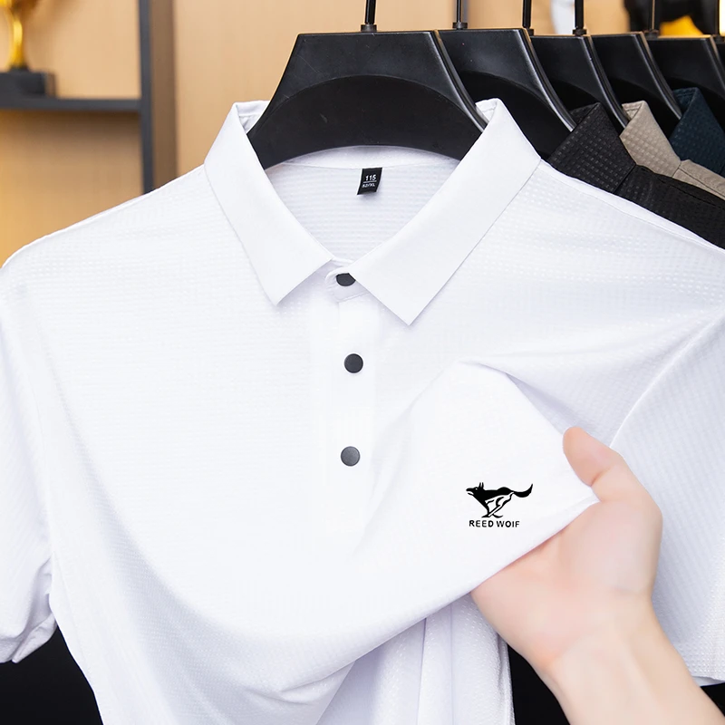专柜正品2025中年薄款男士夏季商务短袖polo衫无缝冰丝半袖T恤衫